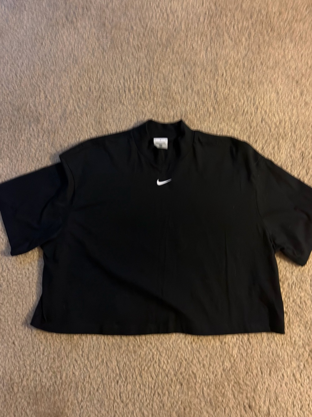 Nike Black Cropped Swoosh Tee - Short Sleeve